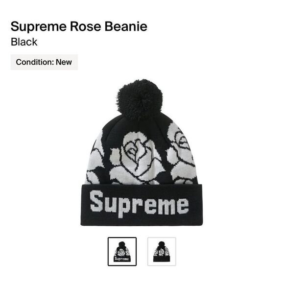 Supreme Rose Beanie “Black”  - Picture 1 of 4